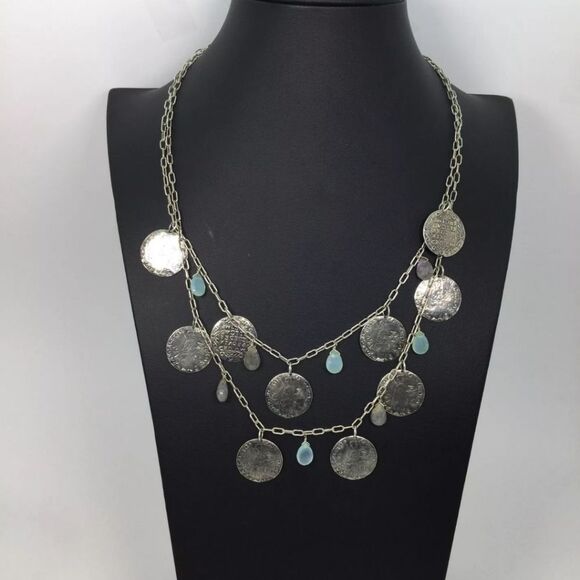 Stella & Dot Riviera Coin Labradorite & Chalcedony Necklace - Picture 5 of 5